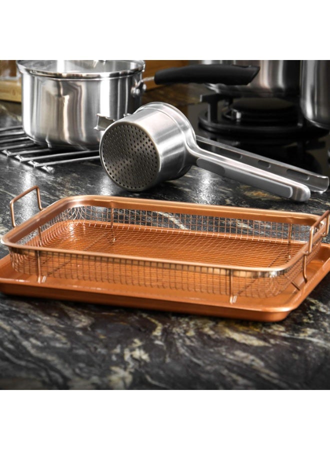 Air Fryer Mesh Basket with Drip Tray – Non-Stick – Oven & Air Fryer Safe - Image 1